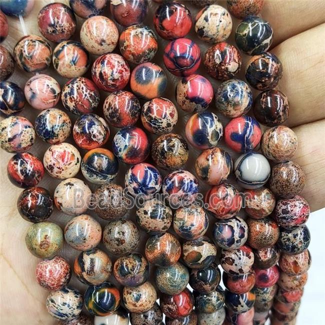 Imperial Jasper Beads Red Blue Smooth Round