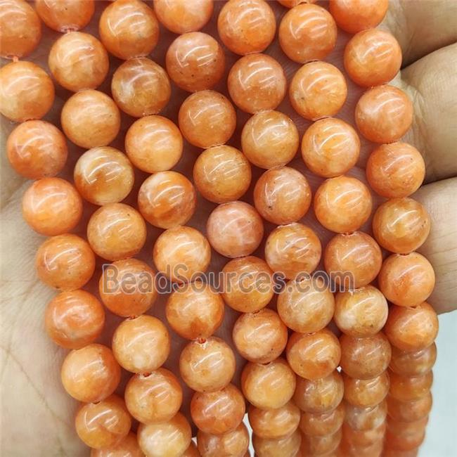 Natural Orange Calcite Beads A-Grade Smooth Round