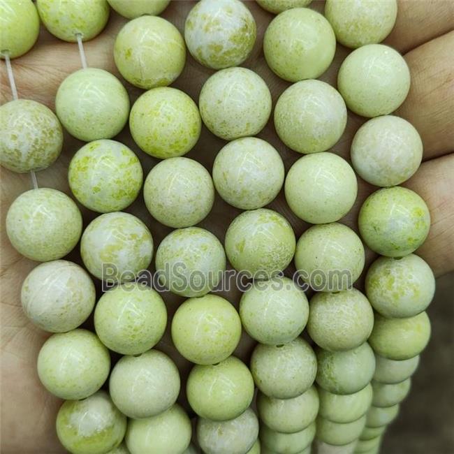 Natural Lemon Jade Beads Smooth Round Olive