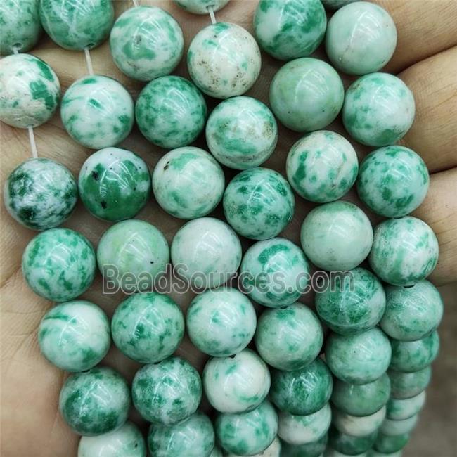 Green Dalmatian Jasper Beads Smooth Round