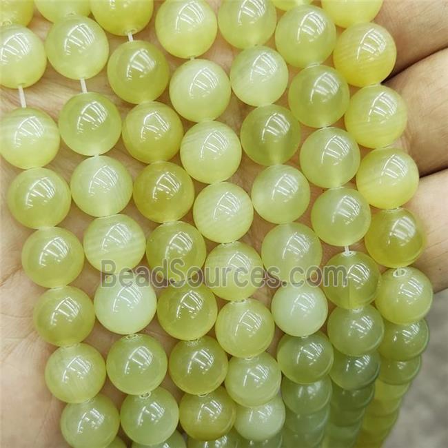 Lemon Jade Beads Smooth Round Olive