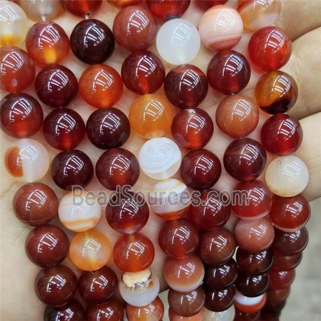 Natural Agate Beads Red Dye Smooth Round