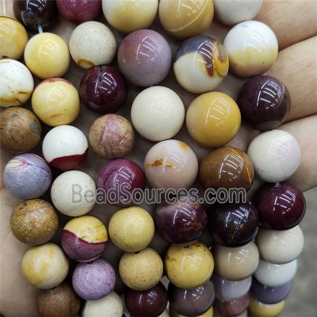 Natural Mookaite Beads Multicolor Smooth Round