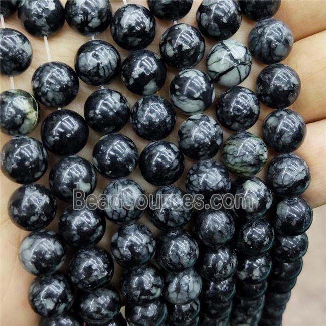 Black Silk Jasper Beads Smooth Round