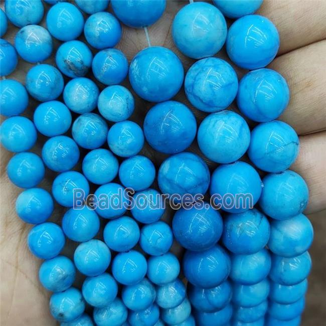 Howlite Turquoise Beads Blue Dye Smooth Round