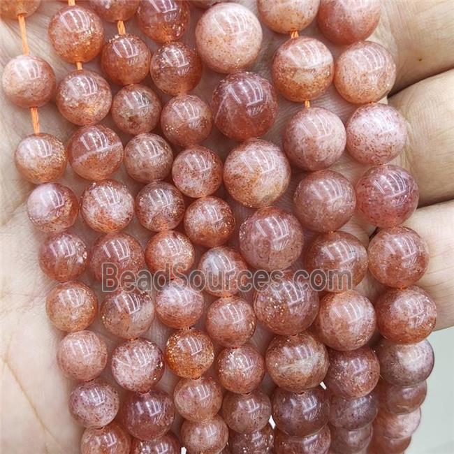 Natural Orange Sunstone Beads Gold Spot A-Grade Smooth Round