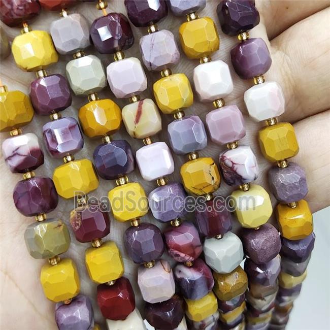 Natural Mookaite Beads Multicolor Faceted Cube