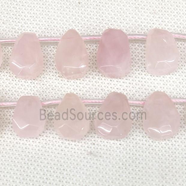 Natural Pink Rose Quartz Teardrop Beads Faceted Topdrilled