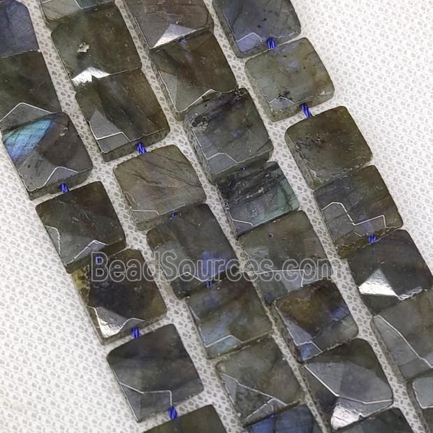 Natural Labradorite Beads Faceted Square