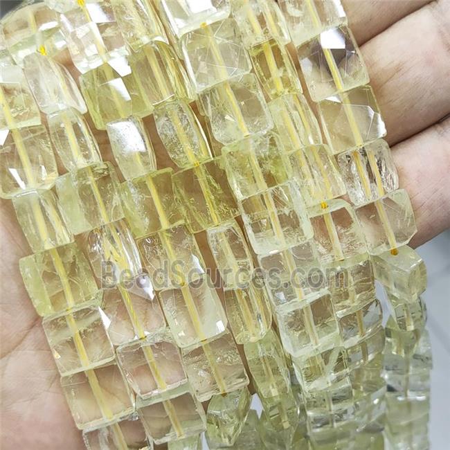 Natural Lemon Quartz Beads Faceted Square