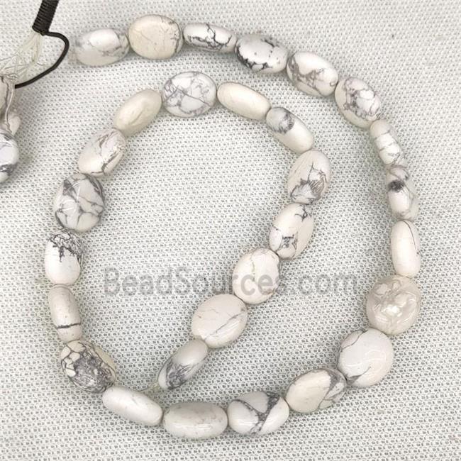 White Howlite Turquoise Oval Beads