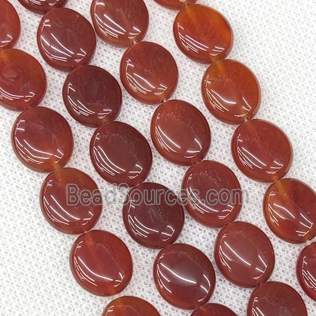 Red Carnelian Agate Oval Beads