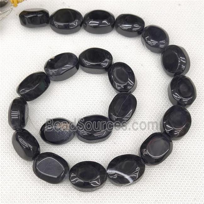 Natural Agate Oval Beads Black Dye