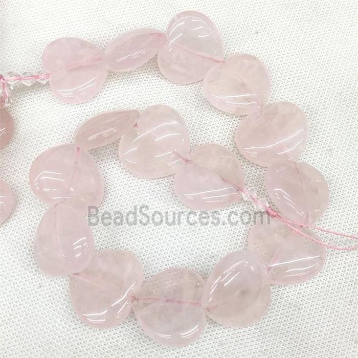 Natural Pink Rose Quartz Heart Beads