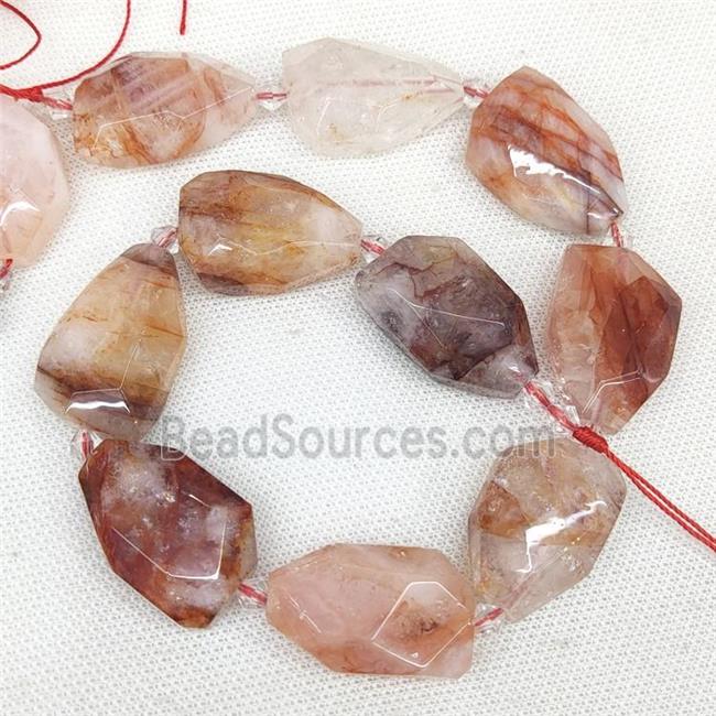 Natural Red Hematoid Quartz Beads Faceted Freeform