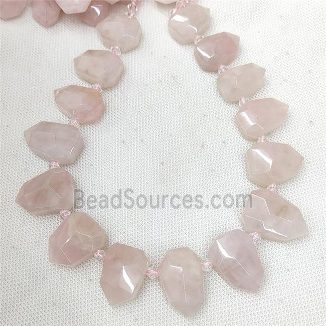 Natural Pink Rose Quartz Bullet Beads Flat Topdrilled