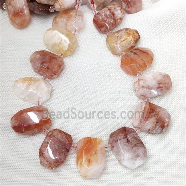 Natural Red Hematoid Quartz Slice Beads Topdrilled Faceted