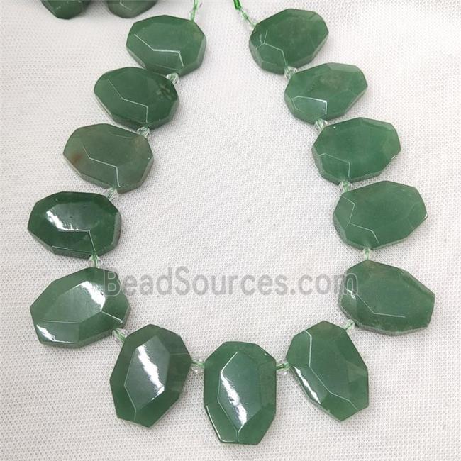 Natural Green Aventurine Slice Beads Topdrilled Faceted