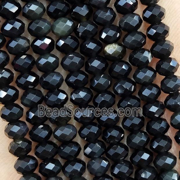 Natural Obsidian Beads Gold Spot Faceted Rondelle