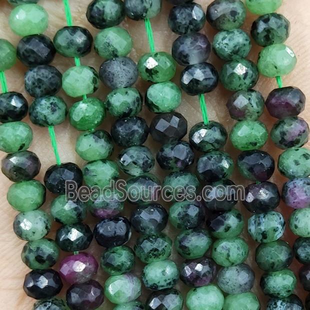 Natural Ruby Zoisite Beads Green Faceted Rondelle