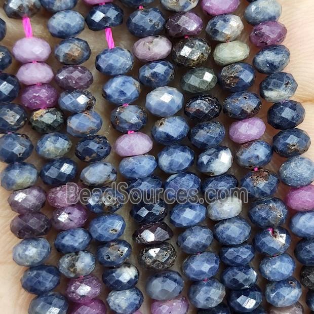 Natural Sapphire And Ruby Beads Faceted Rondelle