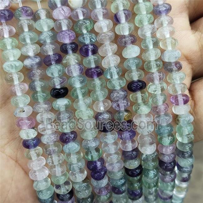 Natural Fluorite Beads Multicolor Smooth Rondelle