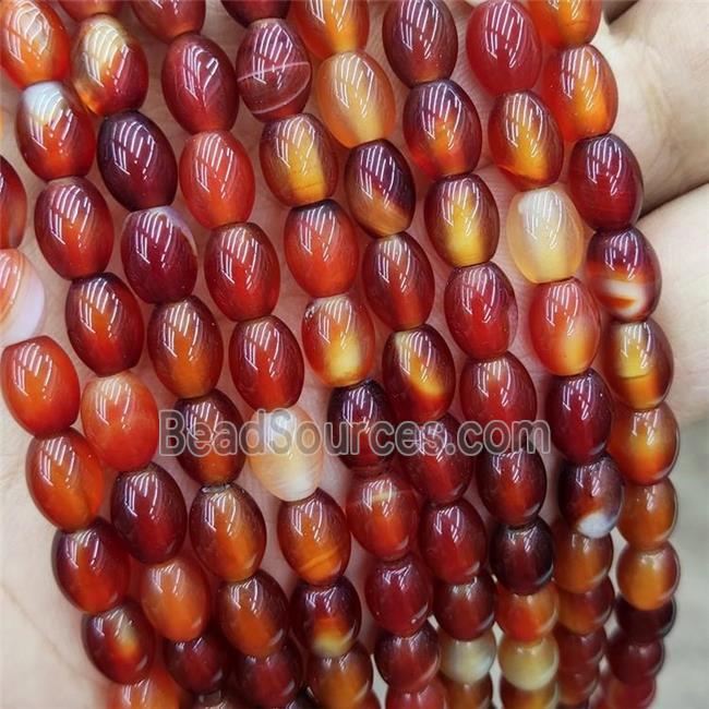 Natural Agate Beads Red Dye Rice