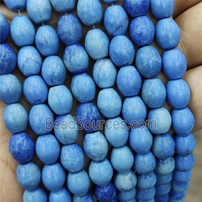 Howlite Turquoise Rice Beads Blue Dye