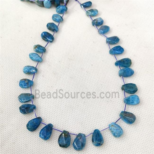 Natural Apatite Beads Blue Faceted Teardrop Topdrilled