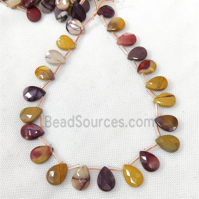 Natural Mookaite Beads Multicolor Faceted Teardrop Topdrilled