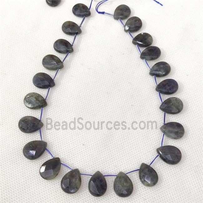 Natural Labradorite Beads Faceted Teardrop Topdrilled