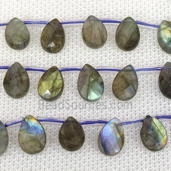 Natural Labradorite Beads A-Grade Faceted Teardrop Topdrilled