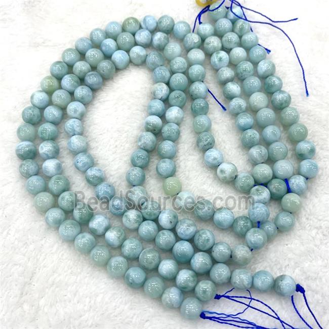 Natural Larimar Beads Blue Smooth Round