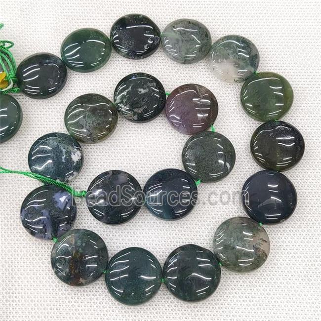 Natural Moss Agate Beads Circle Green