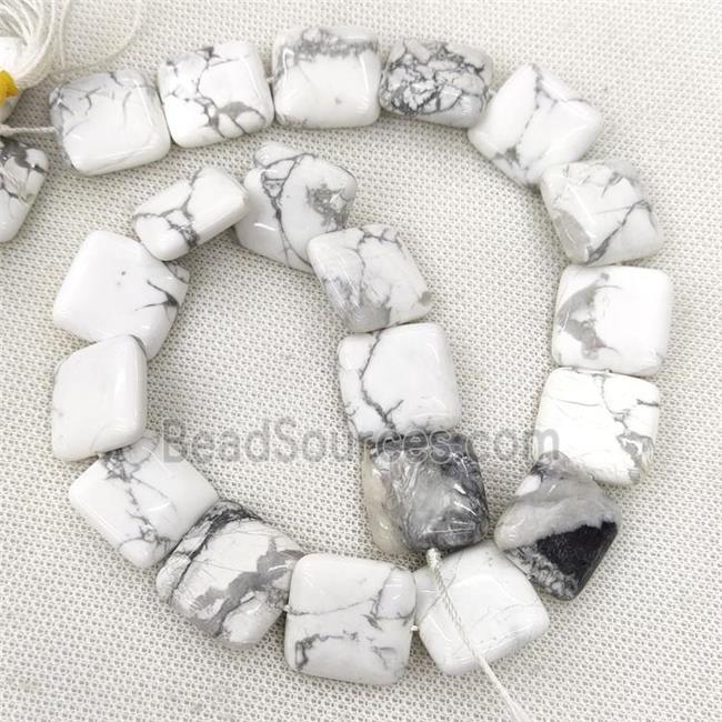 White Howlite Turquoise Square Beads