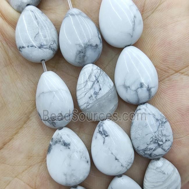 White Howlite Turquoise Teardrop Beads