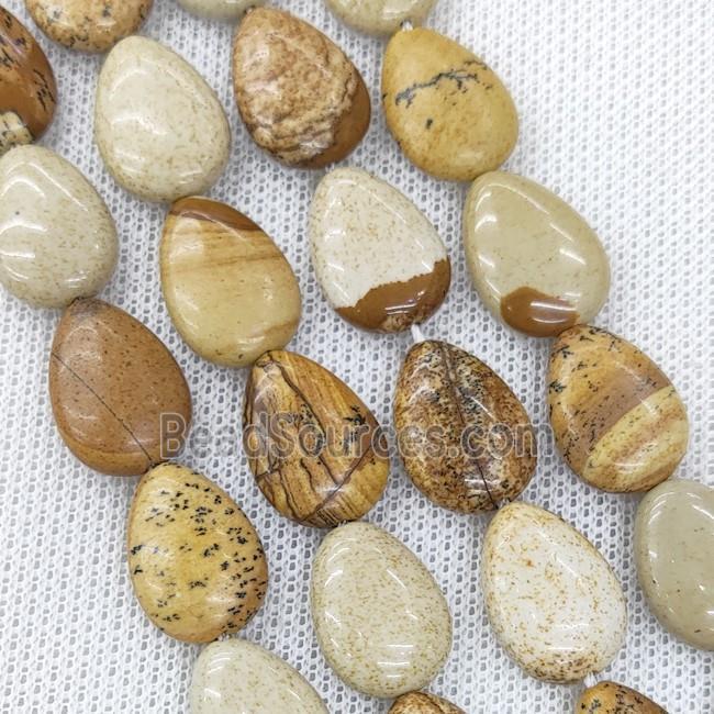 Natural Picture Jasper Teardrop Beads