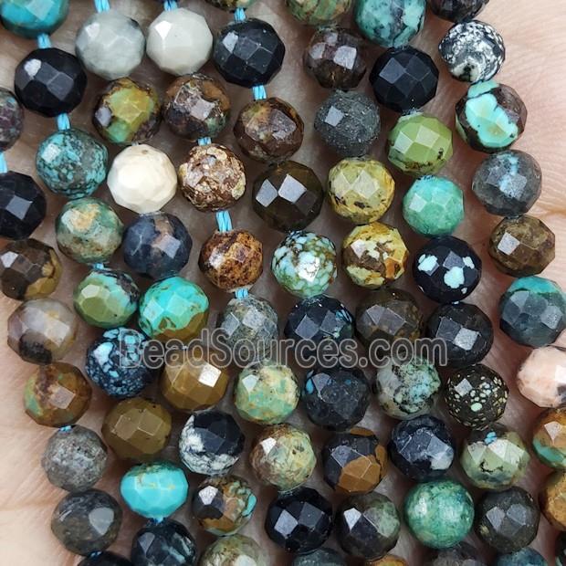 Natural Turquoise Beads C-Grade Faceted Round Multicolor