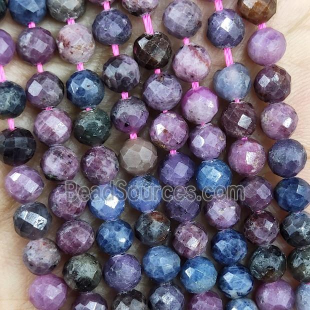 Natural Ruby And Sapphire Beads Faceted Round