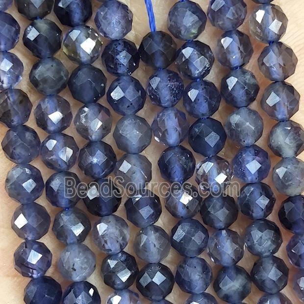 Natural Iolite Beads Inkblue Faceted Round