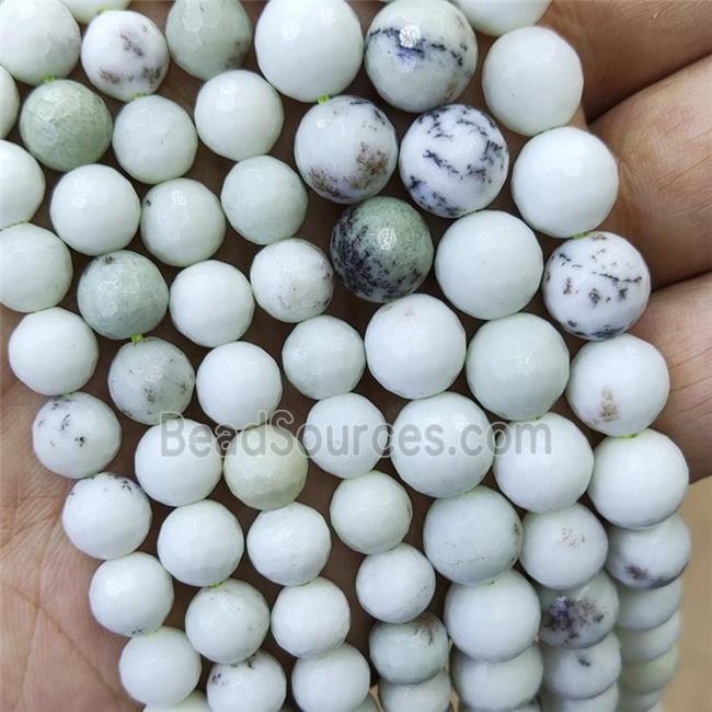 Natural White Chohua Jasper Beads Faceted Round