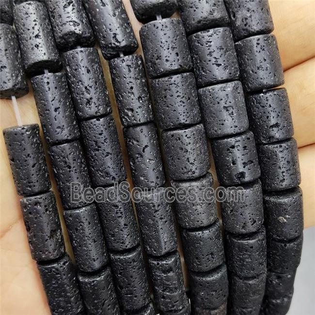 Black Lave Stone Tube Beads