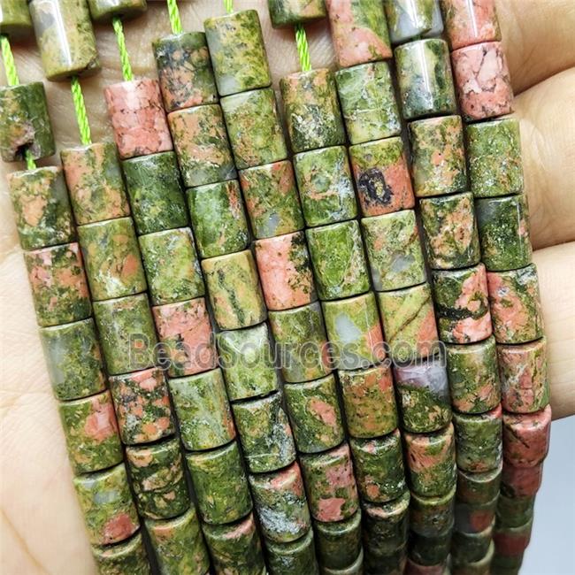 Natural Unakite Tube Beads