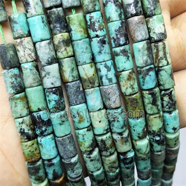 Green African Turquoise Tube Beads