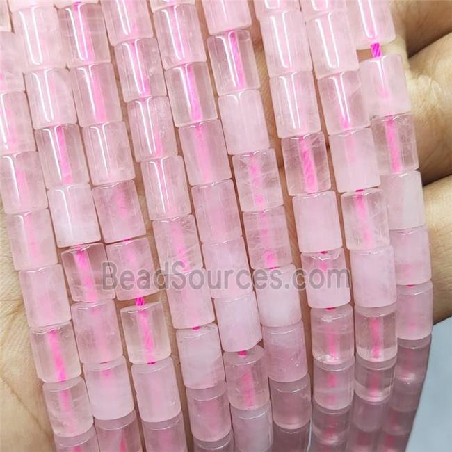 Natural Pink Rose Quartz Tube Beads