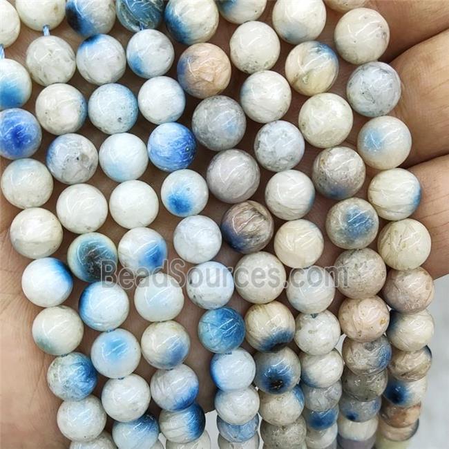 Natural Blue Rutilated Sodalite Beads Smooth Round B-Grade