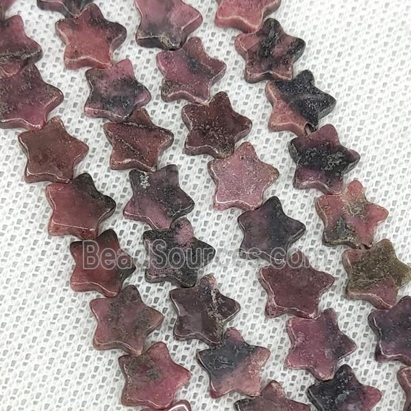 Natural Chinese Rhodonite Star Beads Red