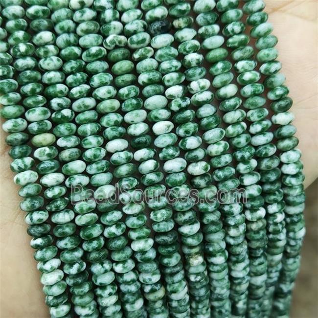 Natural Green Dalmatian Jasper Beads Smooth Rondelle