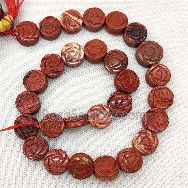 Natural Red Jasper Flower Beads Carved