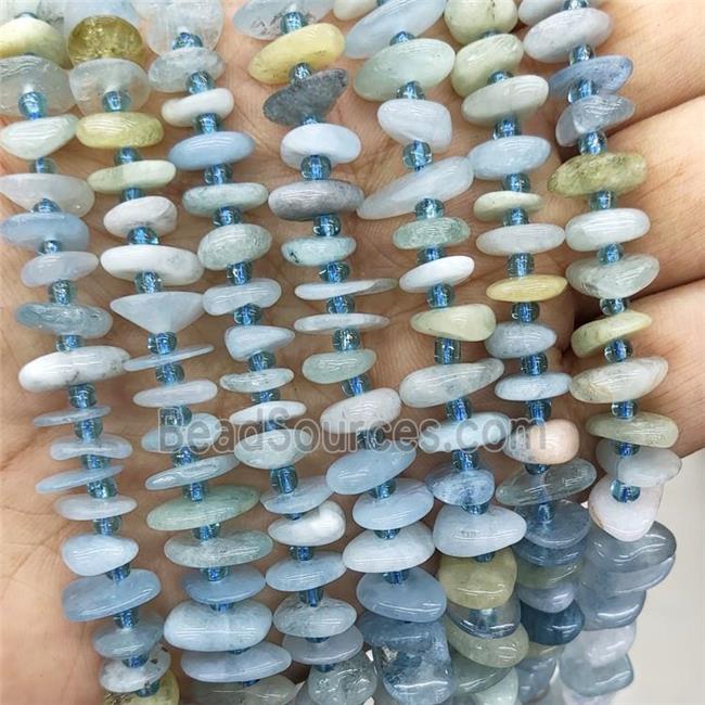 Natural Blue Aquamarine Spacer Beads Freeform Chips